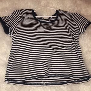 Navy blue striped baby tee